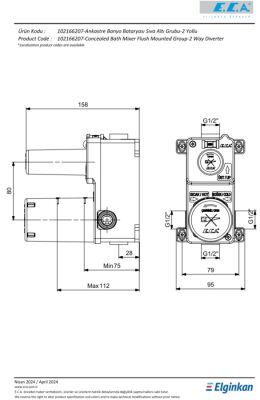 Eca Altın Görünüm Ankastre Banyo/Duş 2 Yolu Sıva Altı 102166207A1 - 3