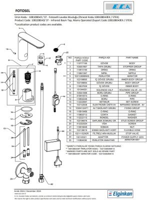 Eca Compact Krom Fotoselli Lavabo Musluğu Elektrikli 108108043 - 5