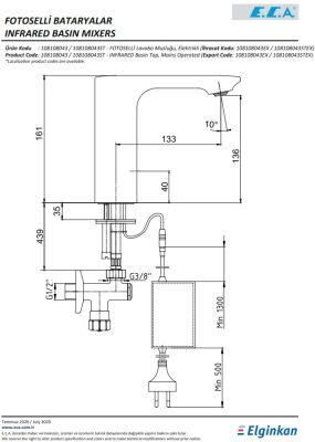 Eca Compact Krom Fotoselli Lavabo Musluğu Elektrikli 108108043 - 4