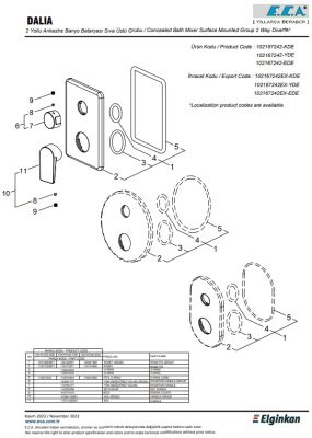 Eca Dalia Krom Ankastre Banyo/Duş 2 Yollu Sıva Üstü 102167242-KDE - 3