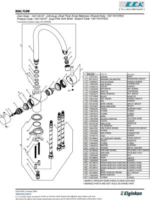 Eca Dual Flow Krom Arıtmalı Çift Akışlı Tasaruflu Eviye Bataryası - 3