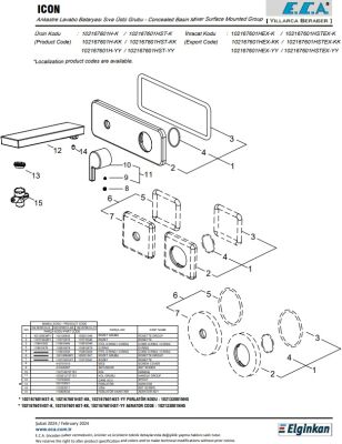 Eca İcon Krom Ank. Lavabo Batarya Sıva Üst Tek Rozet 102167601H-K - 3