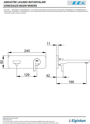Eca İcon Krom Ank. Lavabo Batarya Sıva Üst Tek Rozet 102167601H-K - 2