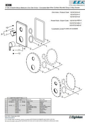 Eca İcon Krom Ankastre Banyo/Duş 3 Yollu Sıva Üstü 102167331H-K - 3