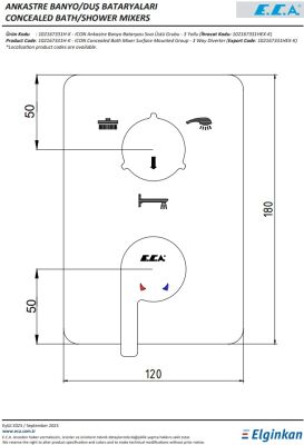 Eca İcon Krom Ankastre Banyo/Duş 3 Yollu Sıva Üstü 102167331H-K - 2