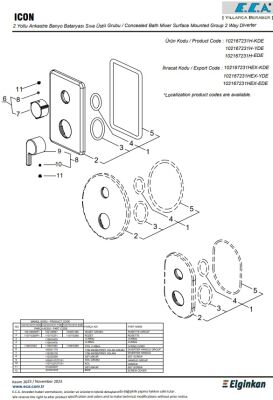Eca İcon Krom Ankastre Banyo/Duş 2 Yollu Sıva Üstü 102167231H-KDE - 3