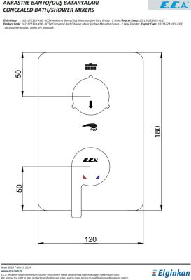 Eca İcon Krom Ankastre Banyo/Duş 2 Yollu Sıva Üstü 102167231H-KDE - 2