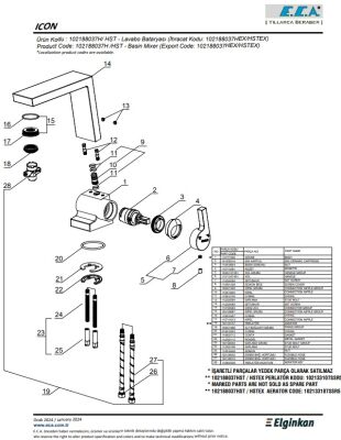 Eca İcon Krom Kireç Kırıcılı Hygiene Plus Sabit Lavabo Bataryası - 3