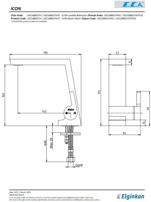 Eca İcon Krom Kireç Kırıcılı Hygiene Plus Sabit Lavabo Bataryası - 2