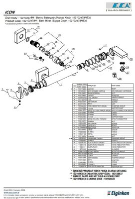 Eca İcon Krom Renkli Hygiene Plus Kireç Kırıcılı Banyo Bataryası - 3