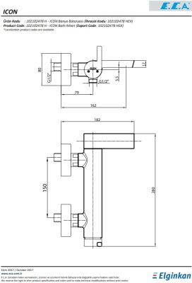 Eca İcon Krom Renkli Hygiene Plus Kireç Kırıcılı Banyo Bataryası - 2