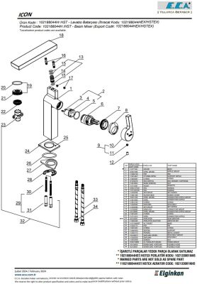 Eca İcon Yüksek Tip Kireç Kırıcılı Hygiene Plus Lavabo Bataryası - 3