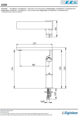 Eca İcon Yüksek Tip Kireç Kırıcılı Hygiene Plus Lavabo Bataryası - 2