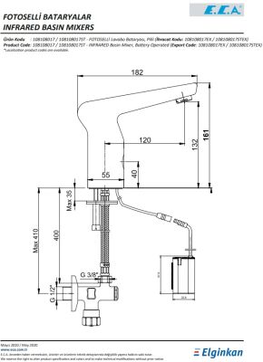 Eca Krom Fotoselli Lavabo Batarya Pilli 108108017 Çift Su Girişli - 3