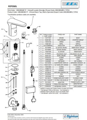 Eca Krom Fotoselli Lavabo Musluğu Elektrikli 108108048 Tek Su Gir - 5