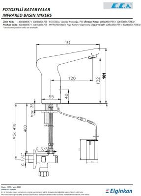 Eca Krom Fotoselli Lavabo Musluğu Pilli 108108047 Tek Su Girişli - 3