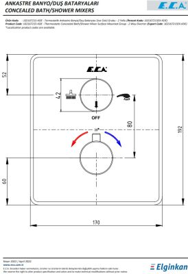 Eca Krom Termostatik Ank Banyo/Duş Bat. 2 Yollu S.Ü 102167215-KDE - 2