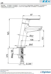 Eca Lia Krom Kireç Kırıcılı Su Tasarruflu Sabit Lavabo Bataryası - 2