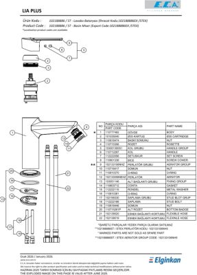 Eca Lia Plus Krom Kireç Kırıcı Tasarruflu Sabit Lavabo Bataryası - 3