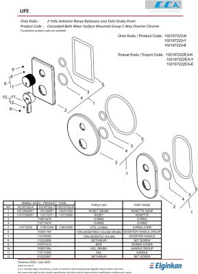 Eca Life Krom Ankastre Banyo/Duş 2 Yollu Sıva Üstü 102167222-KDE - 4