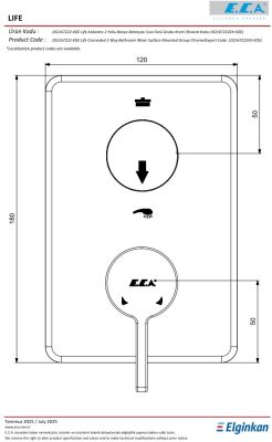 Eca Life Krom Ankastre Banyo/Duş 2 Yollu Sıva Üstü 102167222-KDE - 3