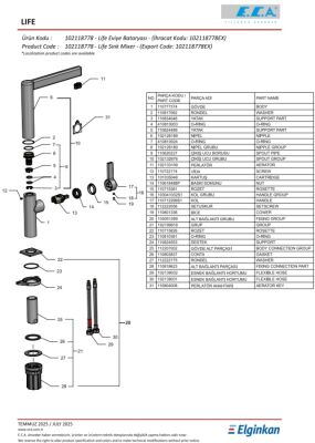 Eca Life Krom Renk L Boru Kireç Kırıcı Tasarruflu Eviye Bataryası - 3