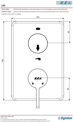 Eca Life Mat Antrasit Banyo/Duş 2 Yollu Sıva Üstü 102167222C5-KDE - 3