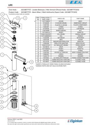 Eca Life Mat Antrasit Kollu Sabit Lavabo Bataryası 102188777C5 - 3