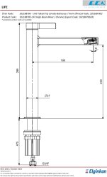 Eca Life Mat Antrasit Kollu Yüksek Tip Lavabo Batarya 102188785C5 - 2