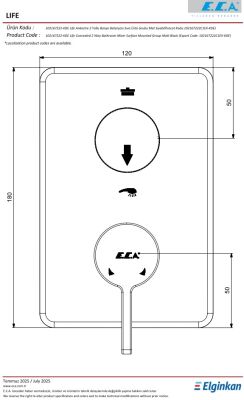 Eca Life Mat Siyah A. Banyo/Duş 2 Yollu Sıva Üstü 102167222C1-KDE - 3