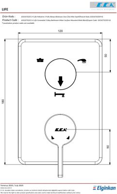 Eca Life Mat Siyah A. Banyo/Duş 3 Yollu Sıva Üstü 102167322C1-K - 3