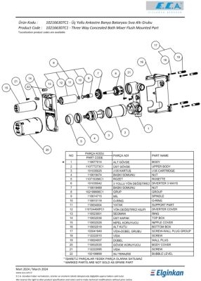 Eca Mat Siyah Ankastre Banyo/Duş Bat 3 Yolu Sıva Altı 102166307C1 - 3