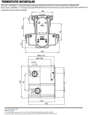 Eca Mat Siyah Termostatik Ank Banyo/Duş Batarya 2 Yollu Sıva Altı - 4