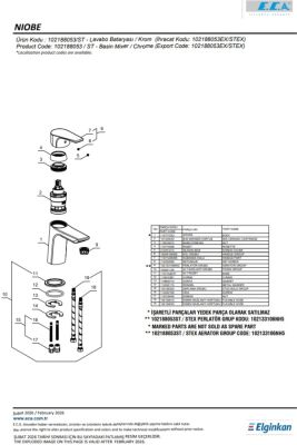 Eca Niobe Krom Kireç Kırıcı Su Tasarruflu Sabit Lavabo Bataryası - 3