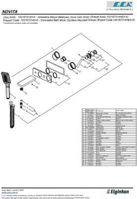 Eca Novita Krom Ankastre Banyo Bat. 3 Yolu Sıva Üstü 102167314H-K - 3