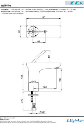 Eca Novita Krom Kireç Kırıcı Hygiene Plus Sabit Lavabo Bataryası - 2