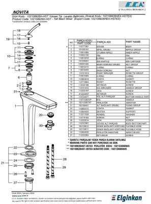 Eca Novita Yüksek Tip Kireç Kırıcı Hygiene Plus Lavabo Bataryası - 3