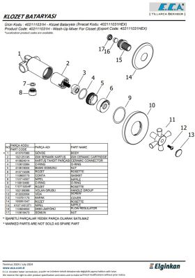 Eca Quadrille Krom Renkli Klozet Bataryası 402111031H Çift Su Gir - 4
