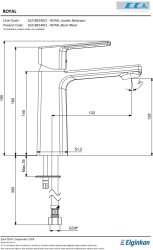 Eca Royal Ecotechnology Mat Siyah Kireç K. Sabit Lavabo Bataryası - 2
