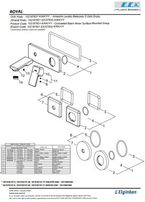 Eca Royal Krom Ankastre Lavabo B Sıva Üst Çift Rozet 102167621-KK - 3
