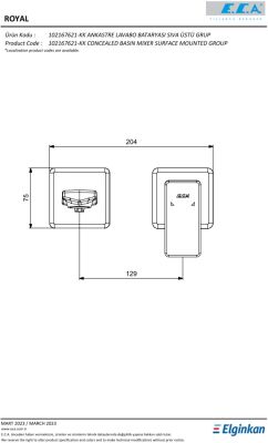Eca Royal Krom Ankastre Lavabo B Sıva Üst Çift Rozet 102167621-KK - 2