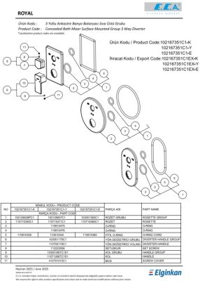 Eca Royal Mat Siyah Ankastre Banyo/Duş 3 Yolu S. Ü. 102167351C1-K - 3