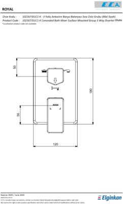 Eca Royal Mat Siyah Ankastre Banyo/Duş 3 Yolu S. Ü. 102167351C1-K - 2