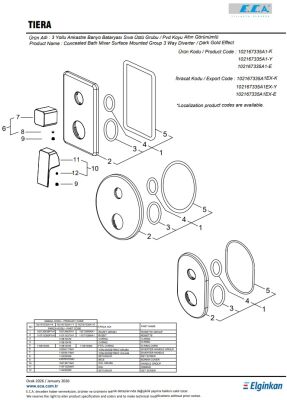 Eca Tiera Altın Görünümlü Ank Banyo/Duş 3 Yollu S.Ü 102167335A1-K - 4