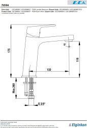 Eca Tiera Altın Gorünümlü Kireç Kırıcılı Sabit Lavabo Bataryası - 3