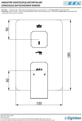 Eca Tiera Krom Ankastre Banyo/Duş 2 Yollu Sıva Üstü 102167235-KDE - 2