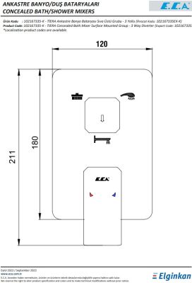 Eca Tiera Krom Ankastre Banyo/Duş 3 Yollu Sıva Üstü 102167335-K - 2