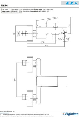 Eca Tiera Krom Renkli Kireç Kırıcılı 102102469 Banyo Bataryası - 2