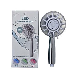 LED Işıklı Sıcaklık Göstergeli Su Tasarruflu Krom El Duş Başlığı