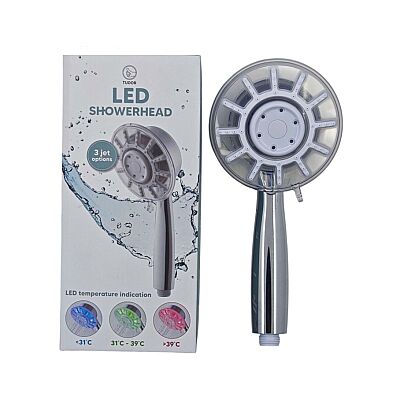 LED Işıklı Sıcaklık Göstergeli Su Tasarruflu Krom El Duş Başlığı - 1